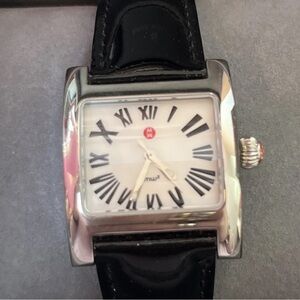 Michele Black and Silver Square Watch